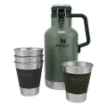 Stanley Classic Outdoor Growler Gift Set, 64oz Beer Growler with 4 Metal Tumblers, Stainless Steel Vacuum Insulated Beer Container Kit
