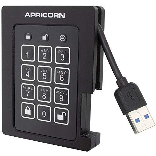 Apricorn Aegis Padlock 1 TB SSD 256-Bit, FIPS 140-2 Level 2 Validated Ruggedized USB 3.0 Encrypted External Portable Drive (ASSD-3PL256-1TBF)