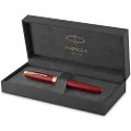 PARKER Sonnet Fountain Pen, Red Lacquer with Gold Trim, Fine Nib (1931473)