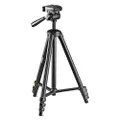 National Geographic PhotoTripod Kit Small, with Carrying Bag, 3-Way Head, Quick Release, 4-Section Legs Lever Locks, Mid-Level Spreader, Load up 1kg, Aluminium, for Canon, Nikon, Sony, NGHPMIDI