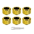 Thermaltake Pacific C-PRO Leak-Proof G1/4 PETG Tube 16mm OD Compression - Gold (6-Pack Fittings),CL-W265-CU00GD-B