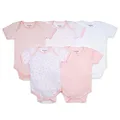 Burt's Bees Baby 5-Pack Short & Long Sleeve One-Pieces, 100% Organic Cotton, Blossom Prints, 3-6 Months