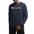 Champion Men's Graphic Powerblend Fleece Crew Sweatshirt, Navy Script, Medium UK