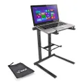 PYLE PLPTS35 Universal Foldable DJ Laptop Stand Professional Portable Stand with Second Accessory Tray Handy Carrying Bag Included