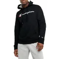 Champion Men's Powerblend Fleece Pullover Hoodie, Classic Script Logo, Black-y06794, Small