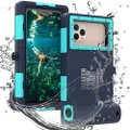 Professional 50ft Diving Phone Case for All Samsung iPhone Series, Universal Waterproof Cell Phone Cover for Outdoor Surfing Swimming Snorkeling Photo Video (Black-Blue)