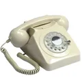 GPO 746 Rotary 1970s-style Retro Landline Phone - Curly Cord, Authentic Bell Ring - Ivory