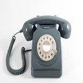 GPO 746 Rotary 1970s-style Retro Landline Phone - Curly Cord, Authentic Bell Ring - Grey