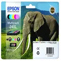 Epson 24XL Elephant High Yield Genuine Multipack, 6-Colours Claria Photo HD Ink Cartridges, Black/Yellow/Magenta/Cyan, XL High Capacity