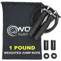 WOD Nation Atlas Weighted Jump Rope - Fully Adjustable - Heavy Speed Jump Rope Handles with Removable 1LB Weights