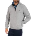 Nautica Men’s 1/4 Zip Bonded Fleece Sweatshirt, Grey Heather, Small