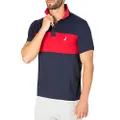 Nautica Men’s Solid Interlock Short Sleeve Polo Shirt, Navy, Medium