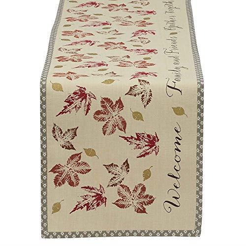 DII 100% Cotton, Machine Washable, Printed Kitchen Table Runner for Dinner Parties, Fall, Holidays & Thanksgiving - 14x72, Rustic Leaves