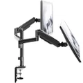VIVO Dual Arm Computer Monitor Desk Mount with Pneumatic Height Adjustment, Full Articulation, Vesa Stand with C-Clamp and Grommet, Holds 2 Screens Up to 32 Inches (Stand-V002K)