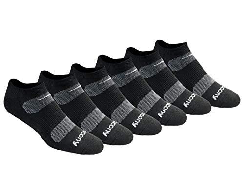 Saucony Men s Multi-Pack Mesh Ventilating Comfort Fit Performance No-Show Socks, Black Basic (6 Pair), Shoe Size 8-12 UK