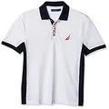 NAUTICA Men's Short Sleeve Color Block Performance Pique Polo Shirt, Bright White, XX-Large US