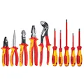 Knipex 989830US 10 -Piece 1000V Insulated Pliers, Cutters, and Screwdriver Industrial Tool Set