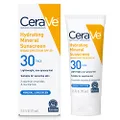 CeraVe 100% Mineral Sunscreen SPF 30 | Face sunscreen With Zinc Oxide & Titanium Dioxide | Hyaluronic Acid + Niacinamide + Ceramides | Oil Free Sunscreen For Face | Travel Size Sunscreen 2.5 oz