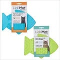 Lickimat Casper & Felix, Fish-Shaped Cat Slow Feeders for Feline Boredom and Anxiety Reduction; Perfect for Food, Treats and Anxiety Reduction. (Green Turquoise)