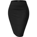 HyBrid&Company Womens Premium Stretch Office Pencil Skirt KSK45002 Black Medium