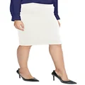 Urban Coco Women's Elastic Waist Stretch Bodycon Midi Pencil Skirt, White, X-Large