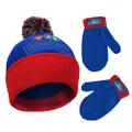 PJ Masks Boys Winter Accessory Hat And Mittens Set, Toddler Beanie For Kids Ages 2-4, Red/Blue, Ages 2-4