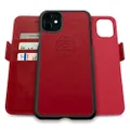 Dreem Fibonacci 2-in-1 Wallet Case for Apple iPhone 11 - Luxury Vegan Leather, Magnetic Detachable Shockproof Phone Case, RFID Card Protection, 2-Way Flip Stand - Red