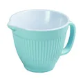 Avanti Ribbed Mixing Bowl with Handle and Spout, 1 Litre Capacity, Duck Egg Blue/White