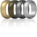 ThunderFit Mens Silicone Rings Wedding Bands - 4 Pack Classic & Striped Style (Men Bronze, Gold, Gun Metal, Silver, 6.5-7 (17.3mm))
