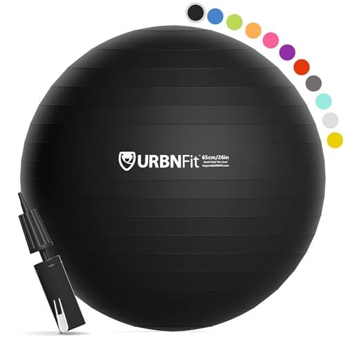 (Black, 65cm) - Exercise Ball (Multiple Sizes) for Fitness, Stability, Balance & Yoga - Workout Guide & Quick Pump Included - Anti Burst Professional Quality Design