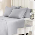 Comfort Spaces Microfiber Bed Sheets Set 14" Deep Pocket, Wrinkle Resistant, All Around Elastic - Year-Round Cozy Bedding Sheet, Matching Pillow Cases, Twin XL, Light Gray 4 Piece