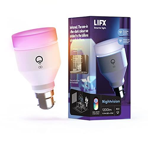 LIFX Nightvision A60 1200 lumens [B22 Bayonet Cap], Full Colour with Infrared, Wi-Fi Smart LED Light Bulb, No Bridge Required, Compatible with Alexa, Hey Google, HomeKit and Siri.