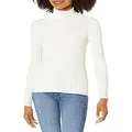 The Drop Women's Amy Fitted Turtleneck Ribbed Sweater, Ivory, XXS