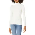 The Drop Women's Amy Fitted Turtleneck Ribbed Sweater, Ivory, XXS
