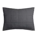 Bambury French Flax Linen Quilted Pillow Sham, Charcoal