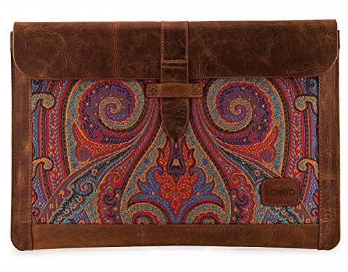 LONDO Leder Hülle Kompatibel mit MacBook Pro 14 & Air 13-13.3 Zoll (M5, M4, M3, M2, M1, Max) & iPad Pro 12.9, Premium Vollleder Laptop Tasche, Purple Modelle 2020 bis 2026