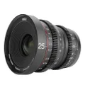 Meike 25mm T2.2 Large Aperture Manual Focus Prime Low Distortion Mini Cine Lens Compatible with Micro Four Thirds M43 MFT Cameras and BMPCC