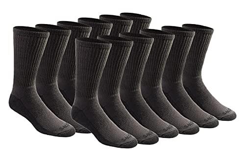Dickies Men's Dri-Tech Moisture Control Crew Socks Multipack, Charcoal (12 Pairs), 12-15