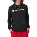 Champion Men's Cotton Jersey Hoodie, Front Script Logo, Mid-Weight Hooded Cotton Jersey Knit Pullover, Jersey Hoodie, Black Script, Small