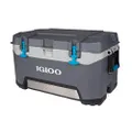 Igloo BMX 72 Quart Cooler with Cool Riser Technology, Fish Ruler, and Tie-Down Points - 18.70 Pounds - Carbonite Gray and Blue