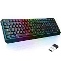 KLIM Chroma Wireless Gaming Keyboard RGB New 2023 - Long-Lasting Rechargeable Battery - Quick and Quiet Typing - Water Resistant Backlit Wireless Keyboard for PC PS5 PS4 Xbox One Mac - Black…