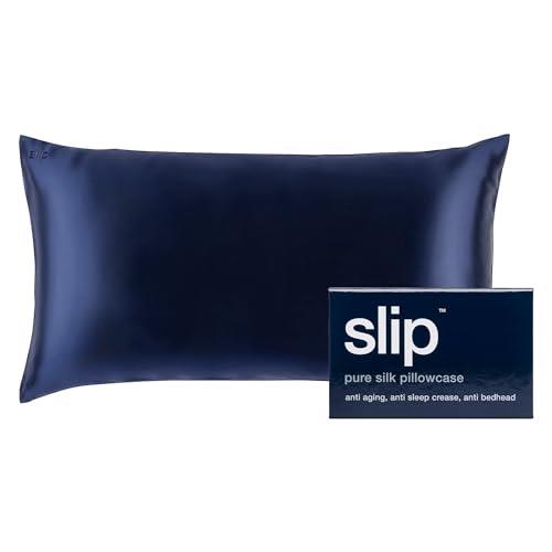 Slip Pure Silk Zippered Pillowcase, Navy, King