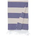 Bersuse 100% Cotton Oeko-TEX Certified Cayman Turkish Towel - 37X70 Inches, Dark Blue/Beige