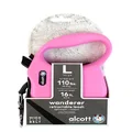 Alcott Wanderer Retractable Dog Leash, Pink Large