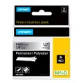 DYMO Rhino Permanent Industrial Polyester Label, 9mm, Black/Metallic