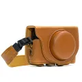 MegaGear Sony Cyber-Shot DSC-WX500 Ever Ready Leather Camera Case with Strap - Light Brown - MG601