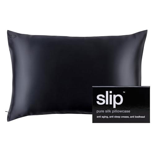 Slip Pure Silk Zippered Pillowcase, Black, Queen
