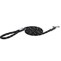 Rogz Classic Rope Dog Lead with Genuine Leather Cuffs Black Small