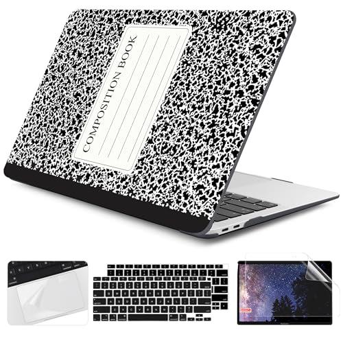 Dongke MacBook Air 13 Inch Case 2019 2018 Release New Version A1932, Soft Touch Hard Case Shell Cover for Apple MacBook Air 13 Retina with Touch ID with Keyboard Cover + Screen Film - Composition Book