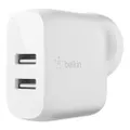 Belkin WCB002auWH Dual USB Charger 24W (Dual USB Wall Charger for iPhone SE, 11, 11 Pro, 11 Pro Max, S20, S20+, S20 Ultra, Pixel 4, more) USB-A Charger, White
